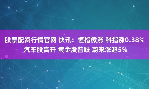 股票配资行情官网 快讯：恒指微涨 科指涨0.38% 汽车股高开 黄金股普跌 蔚来涨超5%